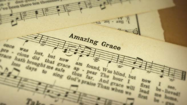 Front page of sheet music for the hymn Amazing Grace
