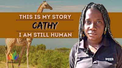 Graphic with a photo of Cathy