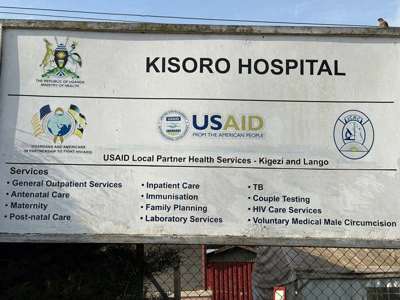 Kisoro Hospital Sign stating that USAID is a major donor