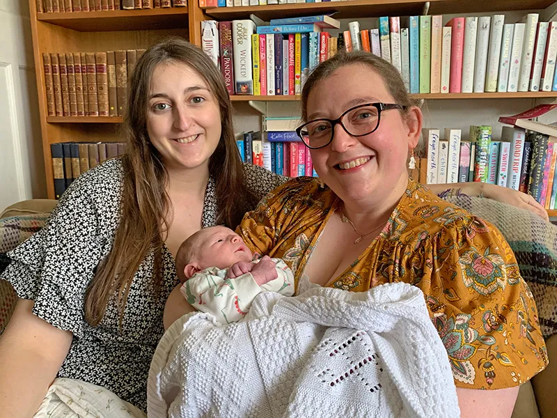 Rosalind and Catherine with baby